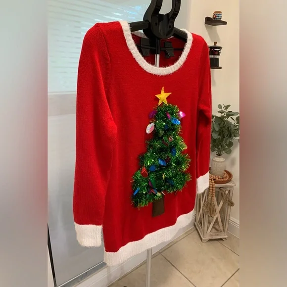 Festive Red Christmas Tree Sweater - Picture 3 of 11